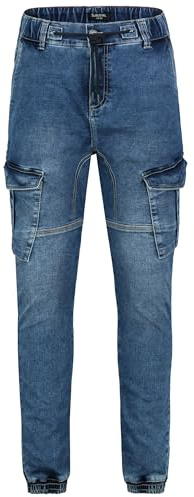 Sublevel Herren Jogger Jeans mit Gummibund und Cargotaschen