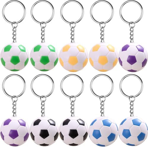 YouYuer 10PCS Porte-Clés de Football Mini Ballon de Footbal Porte Clés Sport Porte Clé Football Porte Clé Ballon de Foot pour Adultes Enfants, Porte Clef Football pour Ccadeaux Créatifs