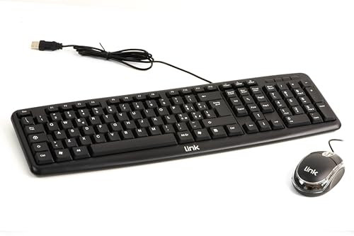 LINK LKTAST02 + LKMOS04 - Clavier Italien USB 108 Touches Noir + Mini Souris Optique USB 3 Touches Noir