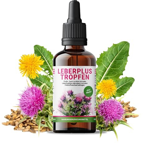 DKT-Natura Leberplus Tropfen, ohne Alkohol, vegan, 50 ml, Leber-Detox Komplex mit Mariendistel, Löwenzahn und Schwarzkümmel