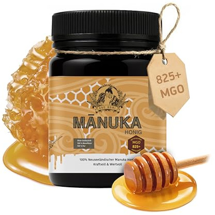 OKO HONI Manuka Honig 825 MGO + hergestellt & abgefüllt in Neuseeland mit zertifiziertem Methylglyoxal Gehalt, natürlich reiner Manuka Honig, vegetarisch & laborgeprüft, 250 gr.