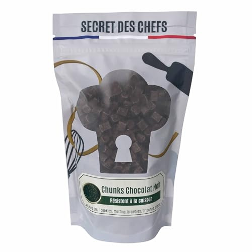 Secret des Chefs – Chunks Chocolat Noir 300g – Grosses Pépites de Qualité Professionnelle – Pour Cookies, Muffins, Brownies, Brioches, Glaces, Pâtisseries