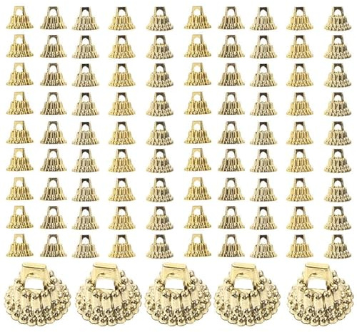 SOLUSTRE 100 Stück Teiliges Weihnachtskugel Aufhängerkappen aus Robustem Kunststoff Einfache DIY Bastelverzierung Goldfarbene Ornamentkappen für Christbaumschmuck Vielseitig Einsetzbar und