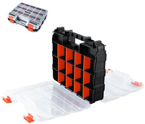 Sortierbox Sortimentskasten Sortierkasten Sortierboxen für kleinteile: DEKO Transparenter Doppelseitiger Sortimentsbox mit 34 Fächern und Herausnehmbaren Trennwänden für Hardware und Kleinteile
