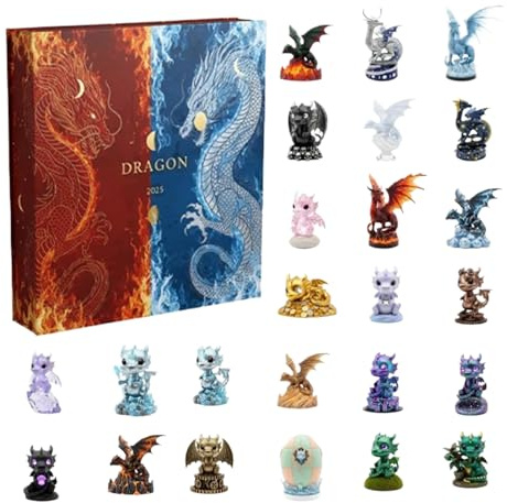 Adventskalender 2025 Dragon, 24 Tage Dragon Countdown, Adventskalender 2025 Kinder, Niedliche 2D Acryl 24 Tage Partygeschenk,Für Kinder Erwachsene, Tieranhänger Für Baumaut