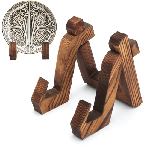 VOSSOT Tellerständer Holz Deko Tellerhalter Ständer Aus Kiefernholz, Fotos, Bild, Bücher, Bilderrahmen, Schallplatten Halter Display Ständer Holzaufsteller Für Zuhause & Café Ausstellung 11cm