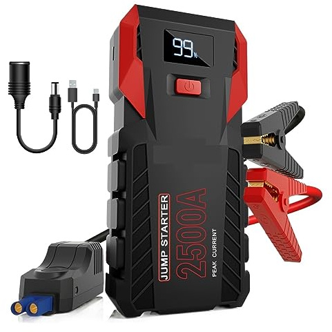 Batterie de Voiture 2500A Jump Starter for Chargeur Portable Booster Power Bank 12V Dispositif démarrage Batterie d'urgence Affichage NuméRique