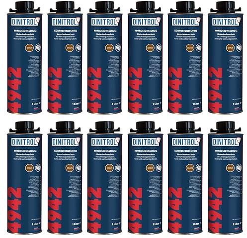 DINITROL 4942 Unterbodenschutz – 12x 1L Dose | Bitumenbasis | Steinschlagschutz & Korrosionsschutz | Flexibel & langlebig | Für Auto, Maschinen & Ersatzteile