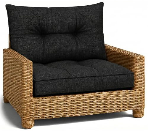 Polster für Gartenmöbel Set Sitzpolster 50x50 cm und Rückenkissen 40x50 cm - Lounge Kissen Outdoor Polster Balkon und Gartenmöbel-Kissen Loungekissen Gartenpolster Auflagen für Rattanmöbel
