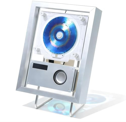 Lecteur CD Mural avec Cadre Musical, Bluetooth 5.1, Radio FM, Lecture USB Et Aux, Lecteur Audio Domestique Bluetooth Bidirectionnel pour Chambre, Couloir, Bureau Et Décoration Murale Silver