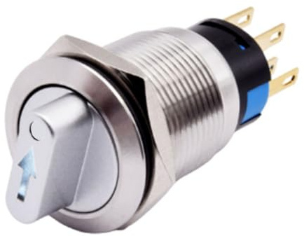 SageFurned Interrupteur à bouton-poussoir rotatif momentané de 19 mm, 3 positions 2NO2NC, 3-6 V, IP66 étanche IK09, acier inoxydable 304, avec indicateur LED, pour machine CNC et équipement industriel