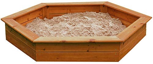 Big Game Hunters Large 1.5 Meter Hexagonal Wooden Sandpit with Weatherproof Cover and Underlay