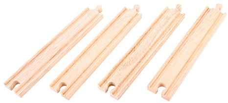 Bigjigs Rail Holzschienen Gerade 21,5cm (Pack von 4)
