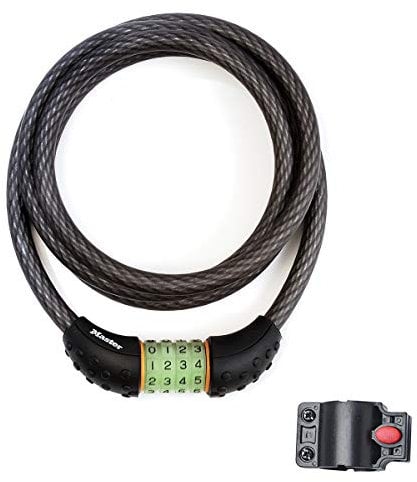 Master Lock Bike Cable Lock, Combination, 1.8 m Coiling Cable, Outdoor, Mounting Bracket 8190EURDPRO - Use with All Kinds of Bike, Skateboards, Strollers, Lawnmowers and Other Outdoor Equipment