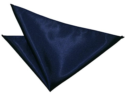 DQT Plain Satin Formal Casual Wedding Handkerchief Pocket Square Hanky - Navy Blue