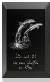 VIP-LASER 3D Glaskristall XL Delfine mit Text 'Du und ich, wie Zwei Delfine im Meer Ostern!