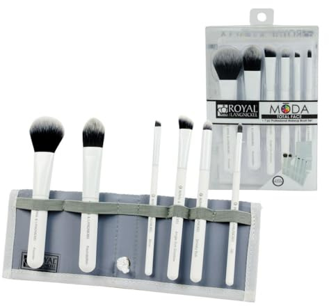 Royal Brush Moda Total Face Cosmetic Brush Set and Case, White