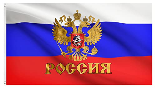 Blackshirt Company Russland Fahne Russische National Länder Flagge mit Ösen 150 x 90 cm Farbe Mehrfarbig