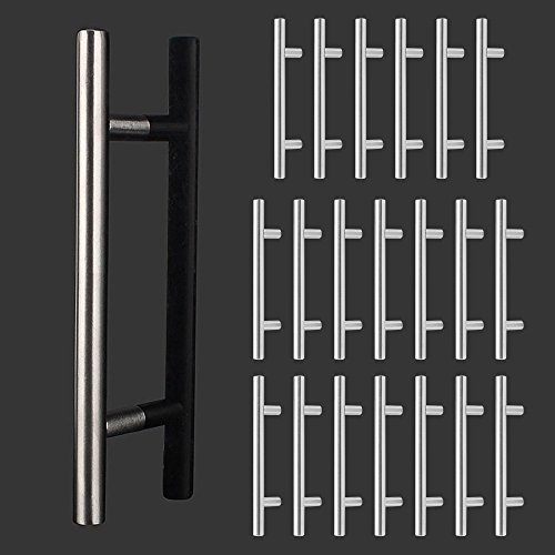 Reelva 20 Pcs Satin Nickel Euro Style Bar Handle Pull Knobs - 96mm Hole Centres / 156mm Overall Length