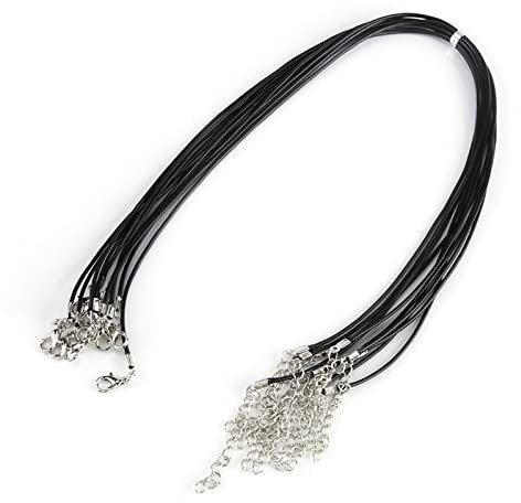 10 Pezzi Cordino in Cera per Collane， corde cerate fatte a mano, accessori per gioielli regolabili intrecciate a mano, per gioielli fai da te, colori assortiti Nero