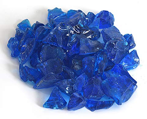 Hochglänzender, reflektierender Feuerglas-Kies, Feuersteine, Feuersteine, Perlen, Chips für Feuerstelle, Aquarium, Garten, 1–2 cm, 540 g (Aquamarin)