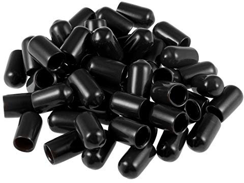 sourcing map Protecteur Filetage Vis 7mm ID Capuchon Extrémité Rond Noir Tuyau 50Pcs