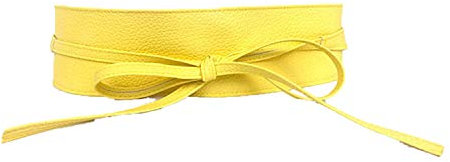 JIER Damen Taillengürtel Klassischer Obi Gürtel Wickelgürtel zum Schnüren Bindegürtel Hüftgürtel Ledergürtel Jeansgürtel Damengürtel (Gelb)