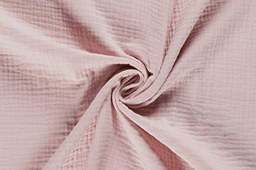 50x130cm Musselin Stoff uni Oeko-Tex zertifiziert Meterware Mulltuch Baumwolle, Farbe:dry rose