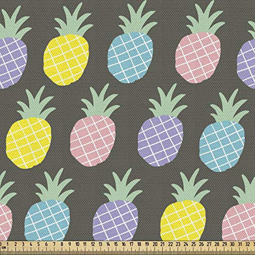 ABAKUHAUS skandinavisch Gewebe als Meterware, Bunte Ananas, Schön Gewebten Stoff für Polster und Wohnaccessoires, 1M (148x100cm), Grau Rosa