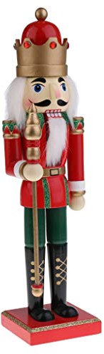 Inzopo 38cm Handcraft Wooden Nutcracker Figurine Prince Puppet Christmas Ornaments Friends Kids Gifts Office Home Decoration and Display