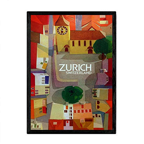 Nacnic Vintage Poster Zürich. Blätter für Interieur mit klassischen und antiken Werbebildern zu dekorieren. Gemälde Retro-Dekor. A3