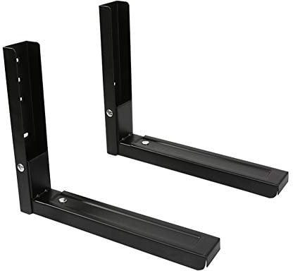 KAIISSA Universelle Mikrowellen-Wandhalterung, 2 Stück, faltbar, für Küche, dehnbar, Ofenständer, Regal, strapazierfähig, Mikrowellenhalter für Grill/Kaffeemaschine, max. Belastung 45,4 kg, Schwarz