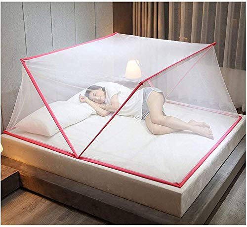 SXJC Klappbares Moskitonetz Zelt für Erwachsene Kinder Moskitonetz für Bett, Tragbares Moskitonetz für Familienhaus und Schlafsaal,Pink-100×190×80cm