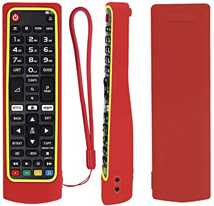 Étui de Protection en Silicone pour LG Smart TV Télécommande, AKB75675301 AKB75675304 AKB74915305, Housse Coque pour pour LG Télécommande, Antidérapage, Antisismique, Lavable (Rouge+Jaune)