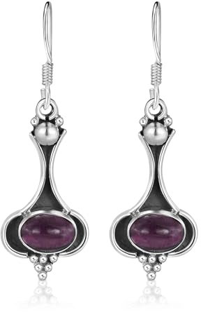 Unique Gems Damen Ohrhänger echter roter Granat Tropfen 6.8 Karat 925 Sterling Silber in Juweliers- Qualität