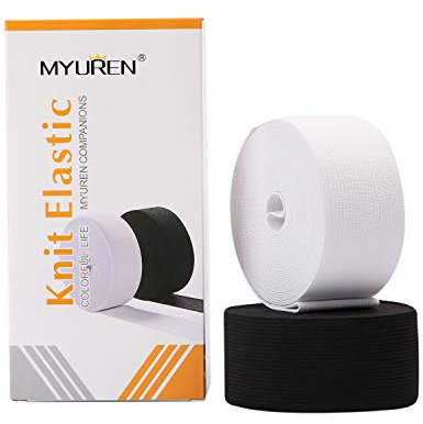 MYUREN 50mm (2 inch) Wide Flat Elastic Bands Waistband Tape Sewing Bands Webbing Garment Sewing Accessories for Dressmaking/Sewing/DIY Crafts -9m (4.5m Black, 4.5m White)