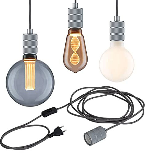 Paulmann 78437 Pendelleuchte Neordic Pendelleuchte Tilla inkl. Stecker ohne Leuchtmittel max. 20 Watt Hängeleuchte Alu Metall E27