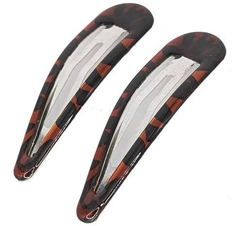 7cm Large Plain Tort Brown Bendies Sleepies Snap Clips Hair Clips Slides for Women Girls by Glitz4Girlz