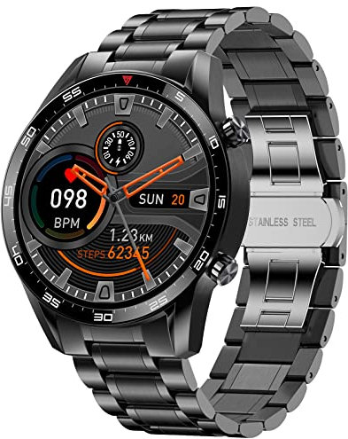 LIGE Smartwatch Herren, 1.32” HD Smart Watch mit Bluetooth Sprachanruf Pulsuhr, Schrittzähler, Schlafüberwachung, IP67 Wasserdicht Fitness Tracker Edelstahl Herren Uhr für iOS Android