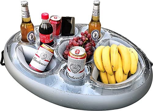 Aufblasbarer Getränkehalter 2 in1 Schwimmende Tablett 8 Löcher Große Kapazität Floating Coasters Getränkehalter Pool Aufblasbar Poolbar Aufblasbar Pool Getränkehalter Schwimmender