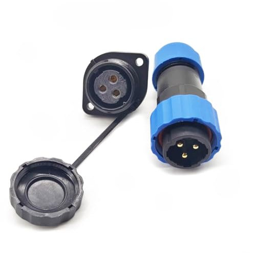 Elecbee Anschlussstecker Luftfahrtstecker SP21, Stecker und Buchse 2 Loch Flansch Panelmontage IP68 wasserdichte Steckverbinder Gerader Staubdichter Satellitenkabel-Steckverbinder (SP21 3-poliger)