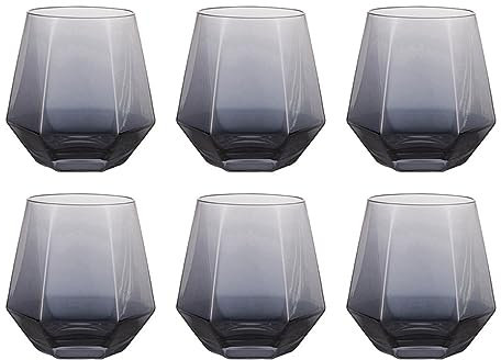 300ml Diamant Whiskey Gläser 4/6 Set, Klar Geometrisch Modisch Wasser Saft Tumbler Gekippt Scotch Glas Modern Look Für Männer Frauen, Papa, Ehemann, Freunde, Glaswaren Für Bourbon/Rum/Bar Tumbler