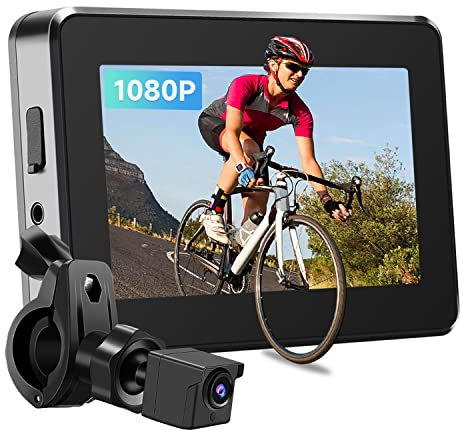 Bike Camera Rechargeable Battery 360° Rotation - Color Night Vision 3 Mins Easy Installation Wide View Handlebar 4.3'' HD 1080P Monitor Bicycle Rear View Camera for Mountain Ebike Wankskey