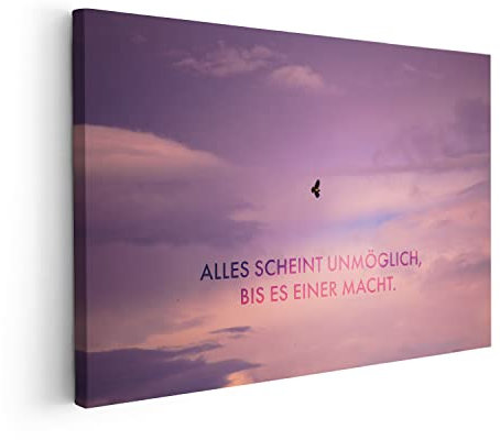 FOMACO Inspiring Art - Motivation Leinwand - 60x80 cm Querformat - Alles scheint unmöglich, bis es einer macht. - Bunt Foto - Motivationsbild Wandbild Büro Bild Spruch