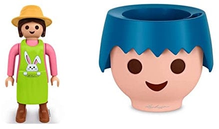 Lechuza XXL Figur Gärtnerin Osteredition, rosa/grün & OJO ocean blue