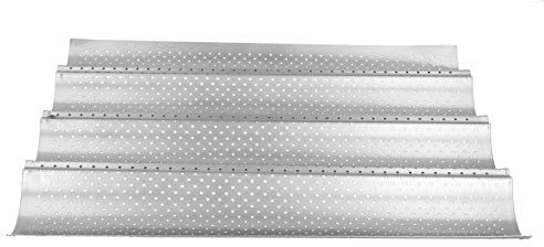 Moule Baguette Moule En Acier Inoxydable Argent Antiadhésif MultiGrooves Vagues Français Pan Pan Baguette Cuisson Plateau De Cuisson Moule Cuisine Outil(Four grooves)