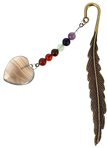 NUOBESTY Naturstein-lesezeichen Dekorativer Metall-seitenmarker Federform Buchmarker Robust Und Leicht Für Studenten Schriftsteller Leser Als Und Dekoration Geeignet