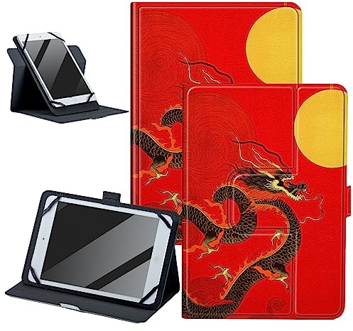 Golden Dragon Universal Case for 6-7 inch Tablet, 360 Degree Rotatable Adjustable Kickstand PU Leather Cover Case for 6 6.8 7 Kobo/Voyaga/Lenovo/Sony Kindle E-Book Tablet