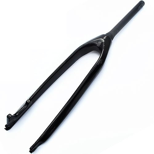 LHHL Fourches VTT 26/27.5/29 Fourche Rigide Fourche Vélo De Montagne Tube Conique Fibre De Carbone 9x100mm QR Fourche Avant Frein À Disque 1-1/8 Fourche Vélo (Color : Black-Glossy, Size : 29)