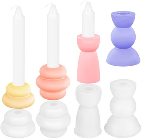 4 Stück Silikonform Kerzen,Mehrschichtige Kreisförmig Gestapelte Kerzenhalter-Silikonform Kerze Silicone Mould DIY Silikonform Kerzenhalter Silikonform zur Herstellung Kerzen Dekorativen Ornamenten